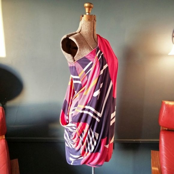 VF DIANE VON FURSTENBERG  mini dress asymmetrical draped sz.2 - Picture 12 of 15